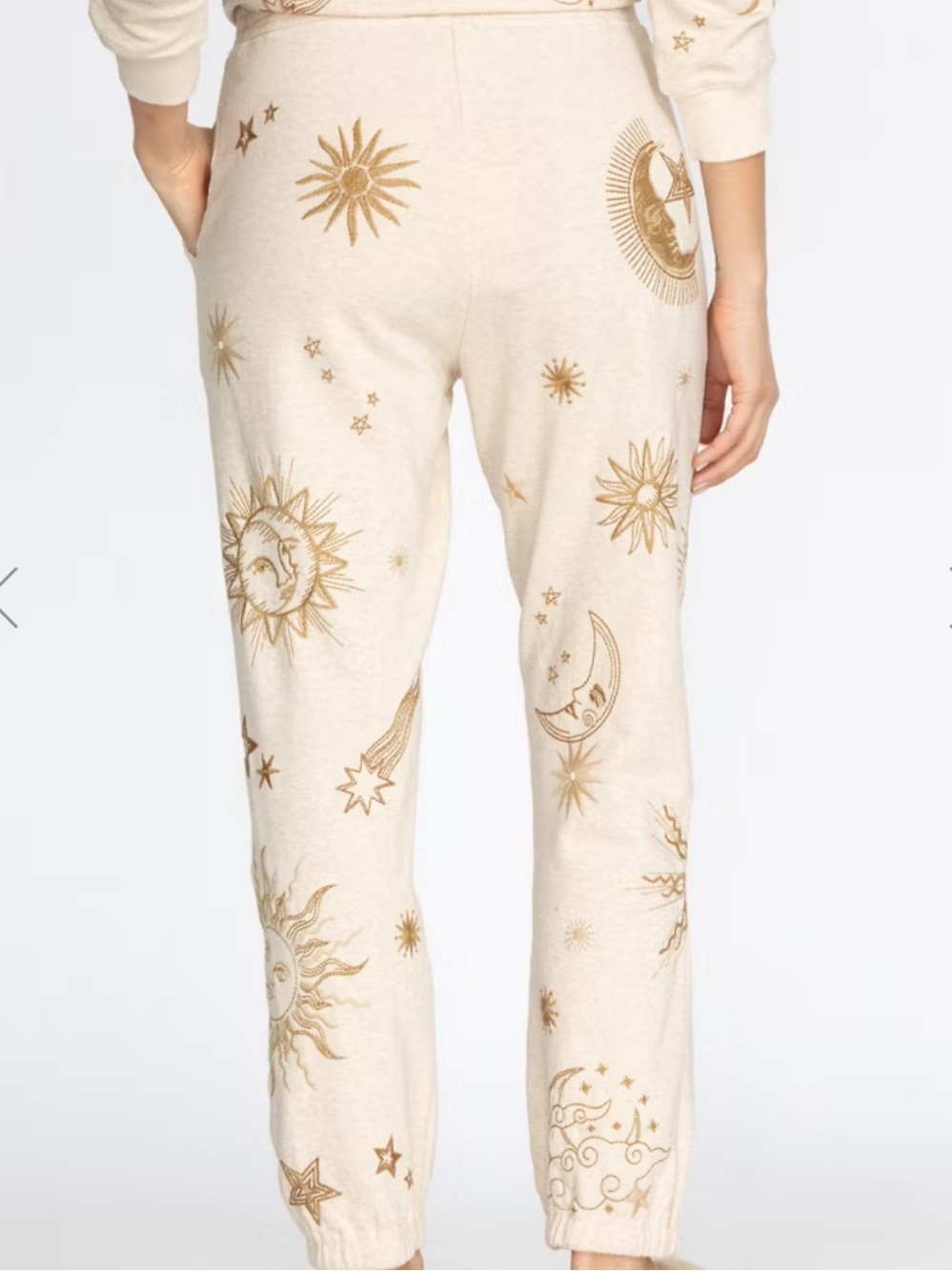 Johnny Was Lunata Modern Oatmeal Celestial Moon & Stars Jogger Pants SIZE XL - Picture 2 of 8